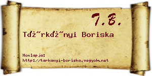 Tárkányi Boriska névjegykártya